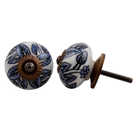 White Slate Blue Leafy Knob